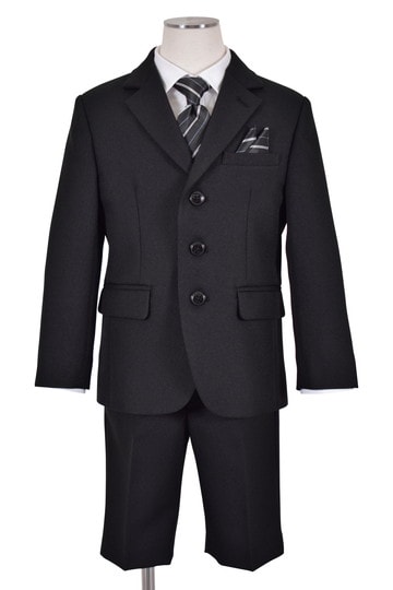 ELLE en noir チェックシャツ×蝶ネクタイネイビースーツセット (130cm