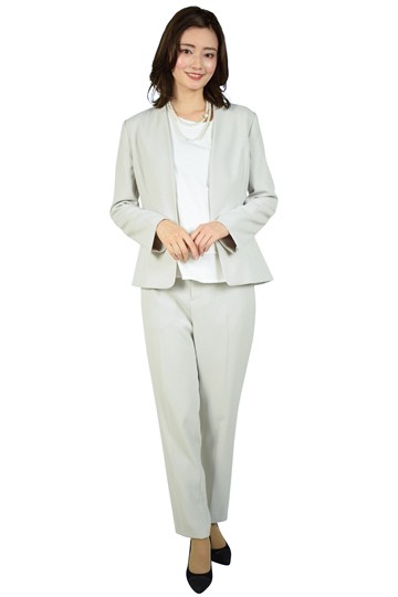 組曲 シンプルグレージュパンツスーツセット (L〜LL) をレンタル