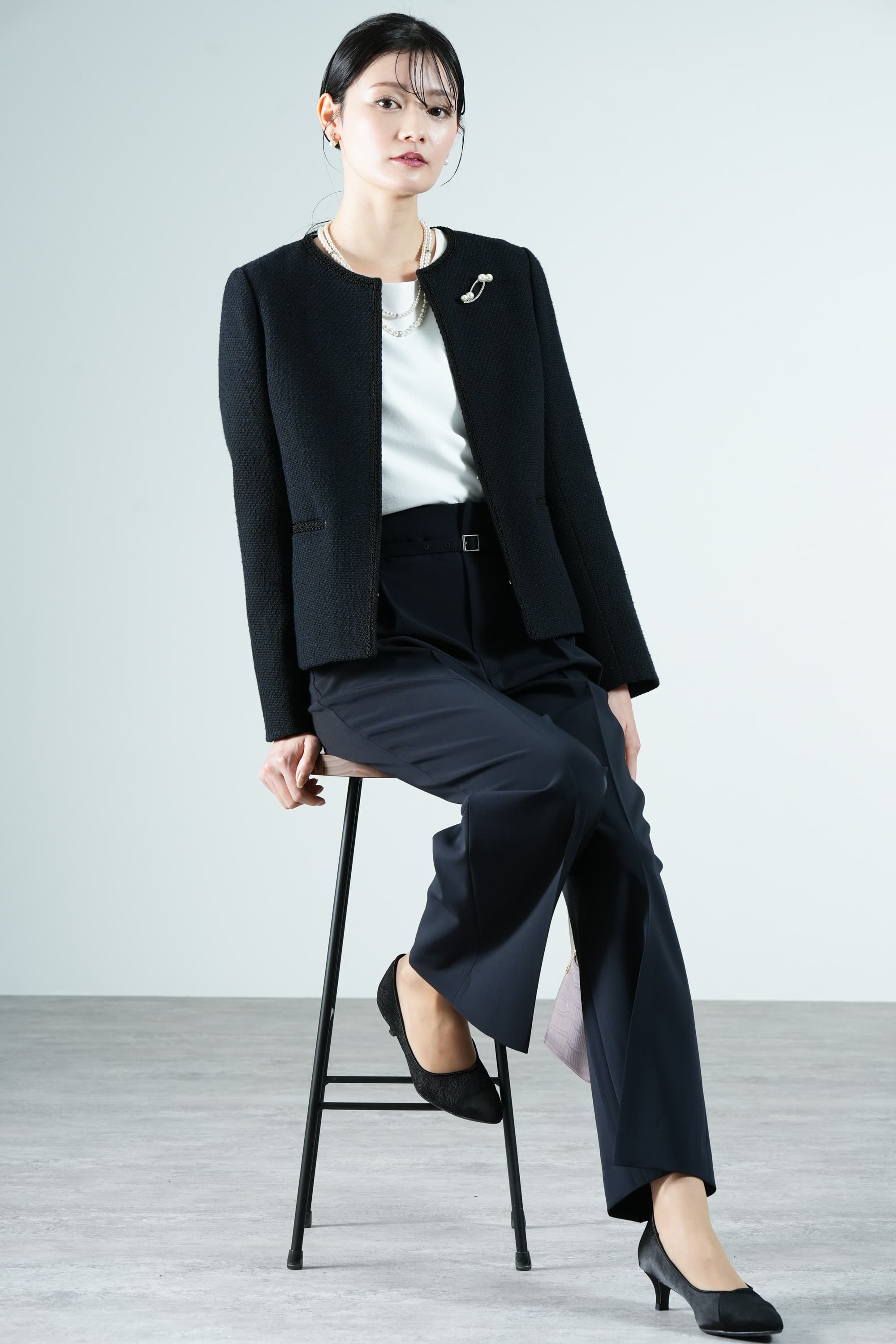 UNITED ARROWS green label relaxing ノーカラーツイードジャケット