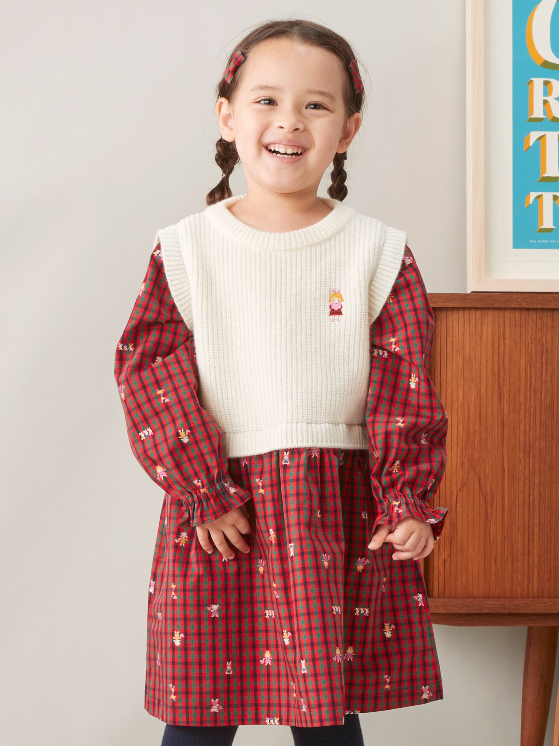 ワンピース ファミリア ワンピース 80cm ツイード 黒 2024