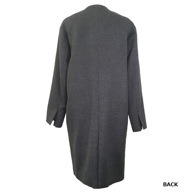 カシミヤ混ノーカラーコート ブラック S(S ブラック): ビジター表示