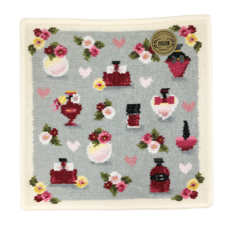 FEILER】フェイラー タオルハンカチ フレグランスローズ シルバー