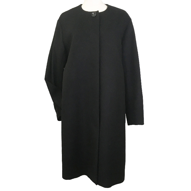 カシミヤ混ノーカラーコート ブラック S(S ブラック): ビジター表示
