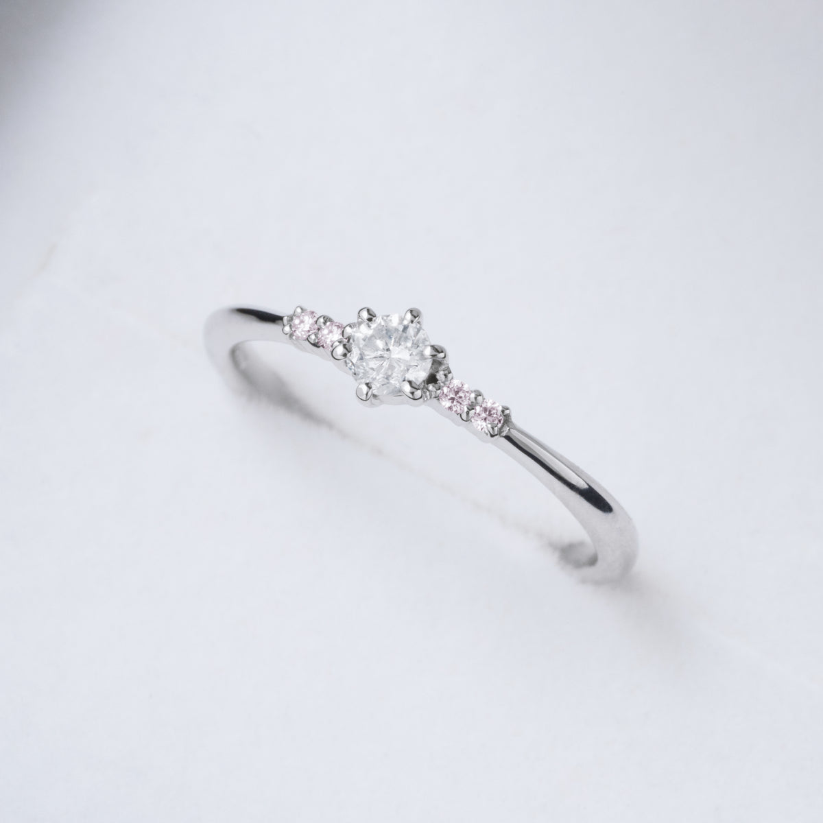 ピンクダイヤモンドリング 0.1ct-up PT900 プラチナ 6本爪留め ピンク