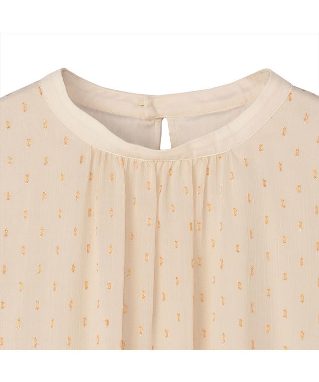 Tokyo Shirts Sleeve Sheer Lame Cut Dobby Blouse Five-Quarter Sleeve Wo