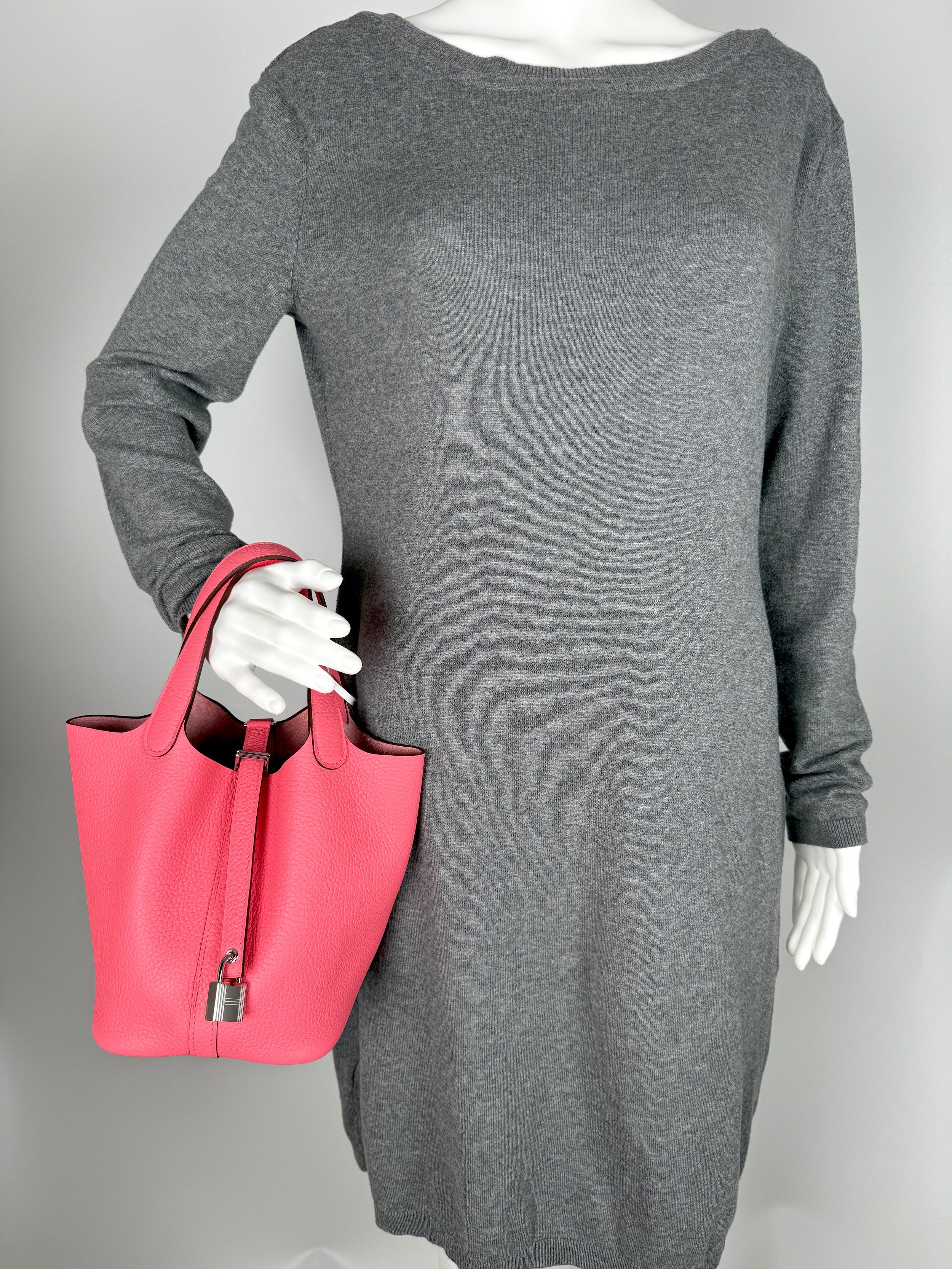 HERMES Picotin Lock 18 PM Pink Rose Azalee Taurillon Clemence