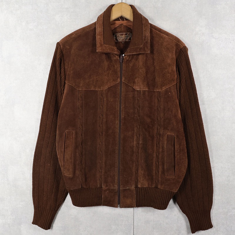 80s 80年代 茶色 ブラウン ニットジャケット ジップジャケット