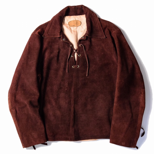 60's レースアップヌバックプルオーバーシャツジャケットスエード