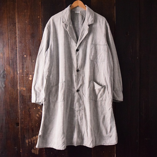 40's QUINCY SPECIALTIES CO チェンジボタングレーコットンツイル