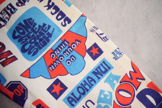 60年代 70年代 総柄 モンスター柄 コットン ノーカラージャケット