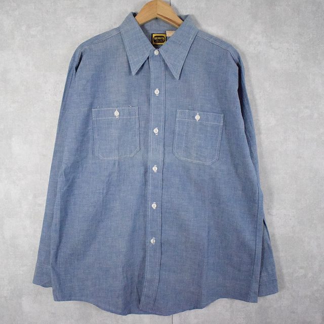 60年代 70年代 コットンシャツ デッドストック ブルー ｜ヴィテージ