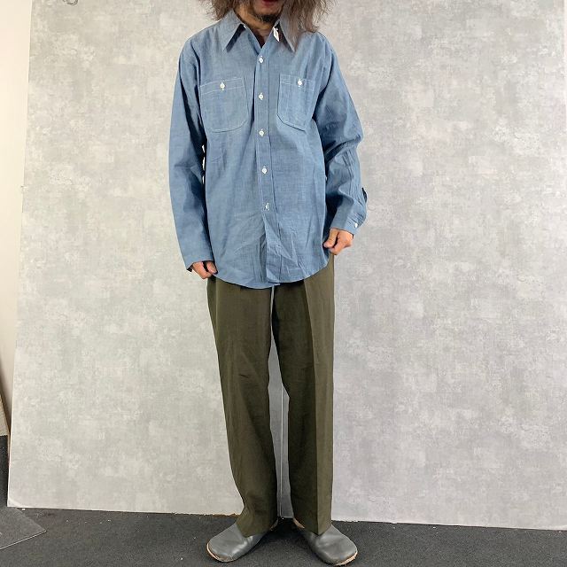 60年代 70年代 コットンシャツ デッドストック ブルー ｜ヴィテージ