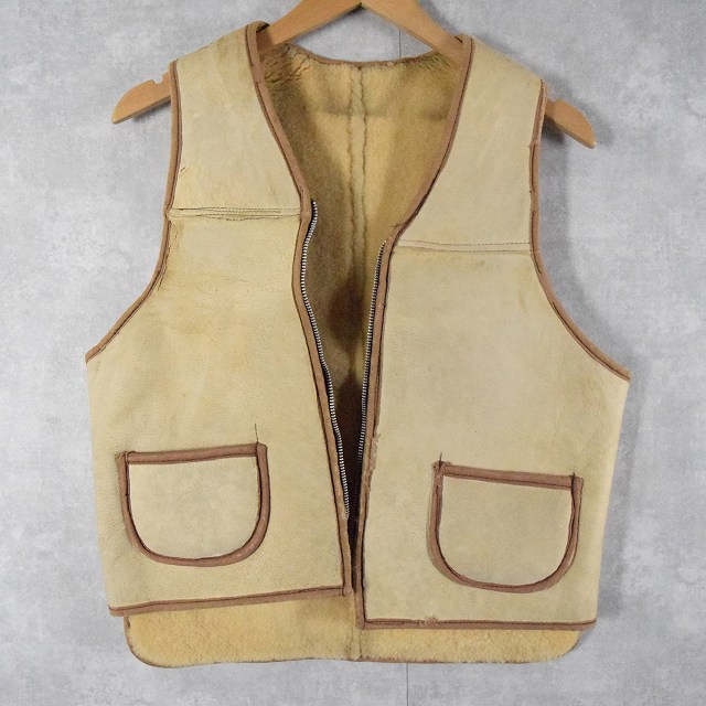 60年代 60s ボア リアル 本革 生成り ホワイト │ヴィテージ古着屋