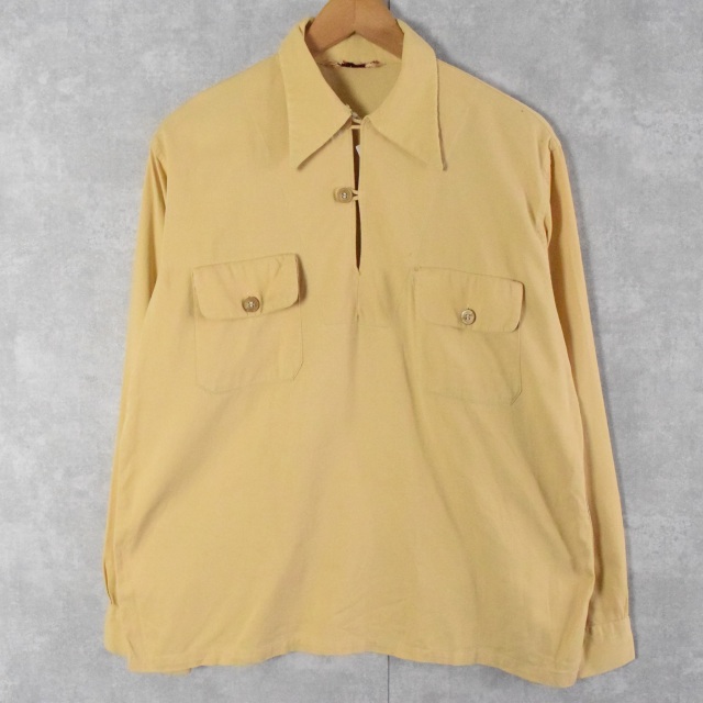 50年代 50s ピルグリム イエロー 開襟 オープンカラー 黄色 長袖
