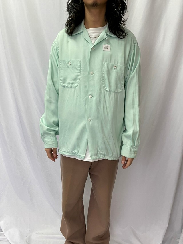50年代 50s 開襟 長袖 ミント ペールカラー │ヴィテージ古着屋Feeet