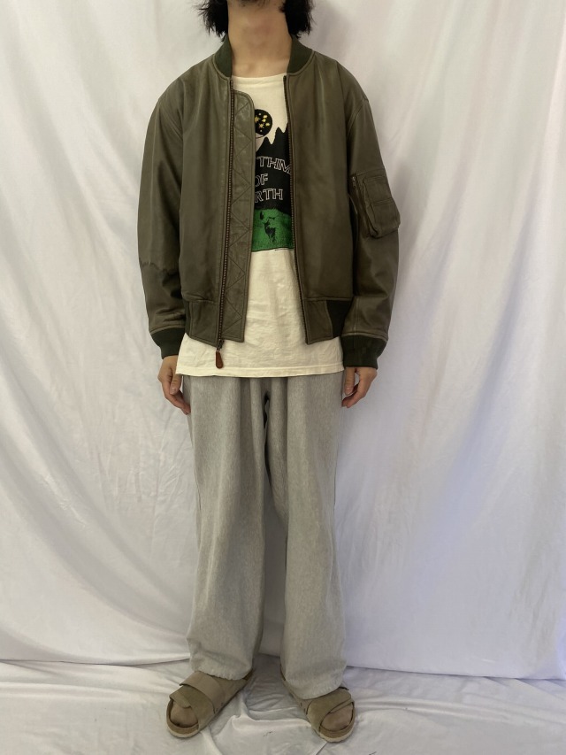 ポロラルフローレン オリーブ カーキ ミリタリー 革ジャン レザー