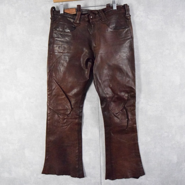 60s 60年代 革 牛側 ブラウン レザー ベルボトム │ヴィテージ古着屋