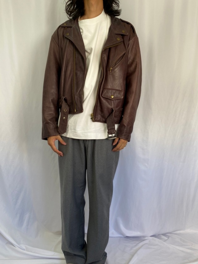 フランス製 レザージャケット 革ジャン 茶色 ブラウン | ビンテージ