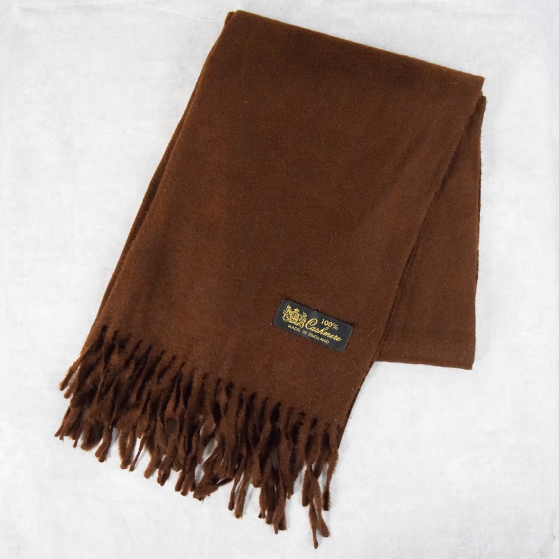 イングランド製 カシミヤ 茶色 ブラウン ストール | ビンテージ古着屋
