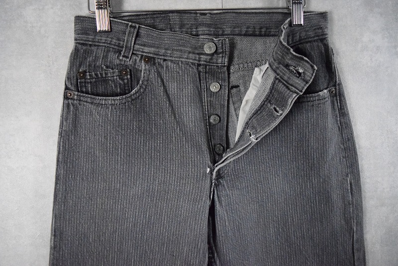 80s 80年代 リーバイス ストライプデニムパンツ 黒 ブラック