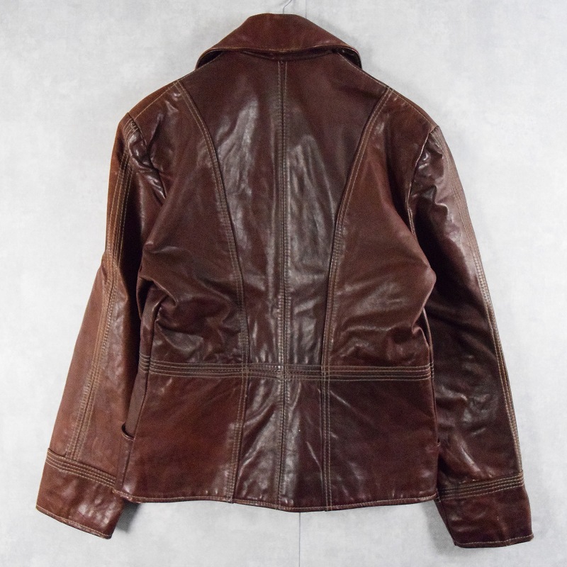 70年代 70s ナチュラルコンフォート 本革 革ジャン 茶色 ブラウン