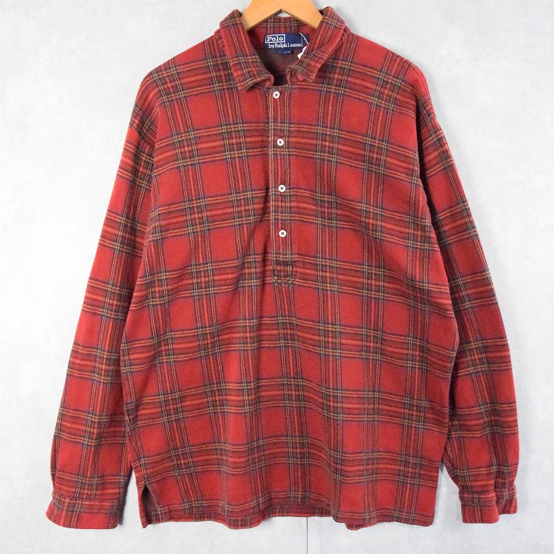 90s 90年代 ポロラルフローレン 赤 レッド プルオーバーシャツ