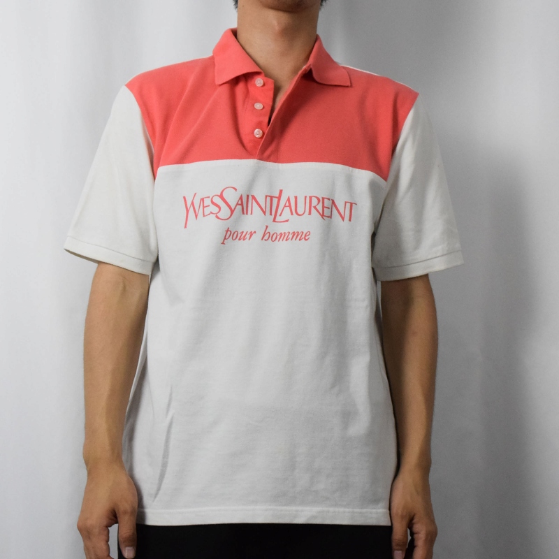 80s 80年代 90s 90年代 イヴサンローラン プールオム 半袖 2トーン