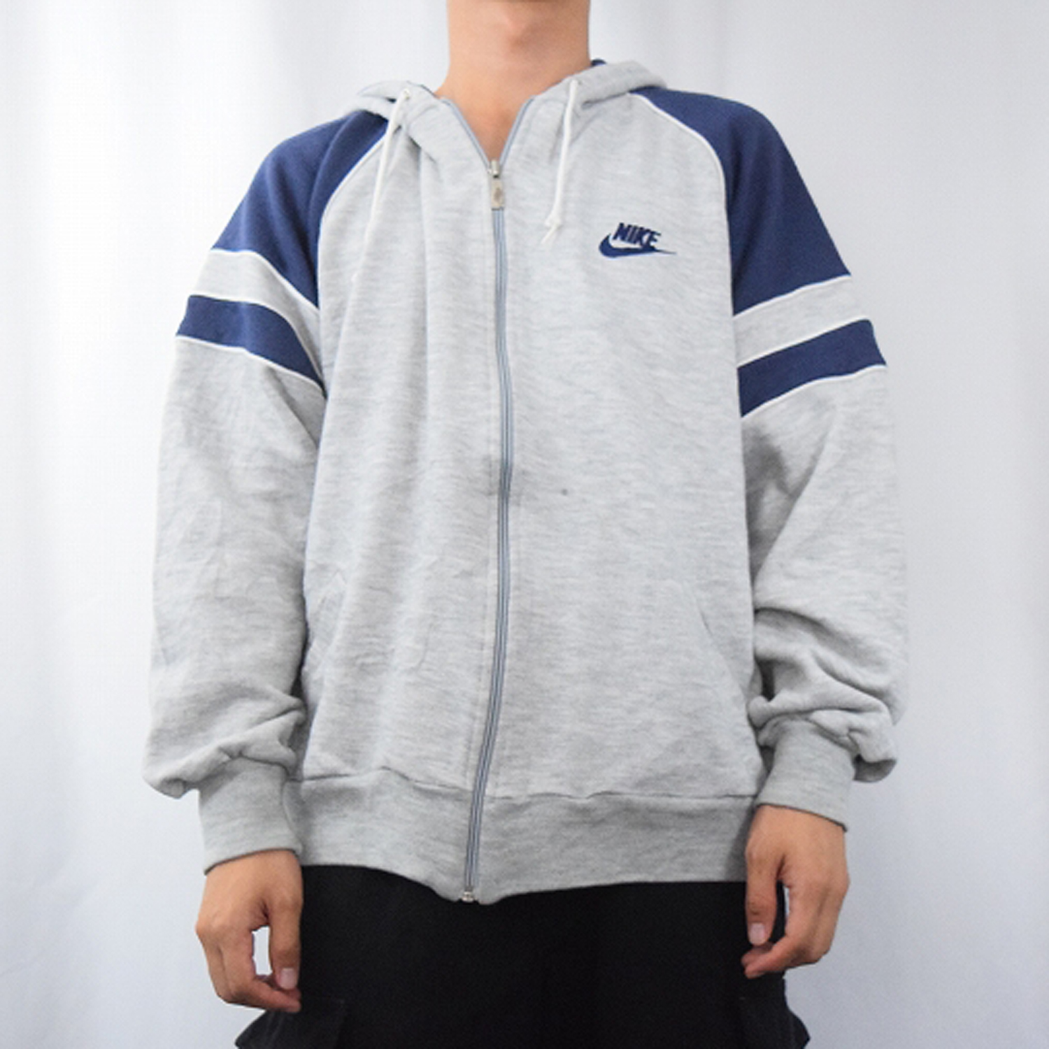 80s 80年代 ナイキ トレーナー フーディ グレー ロゴ刺繍|ヴインテージ
