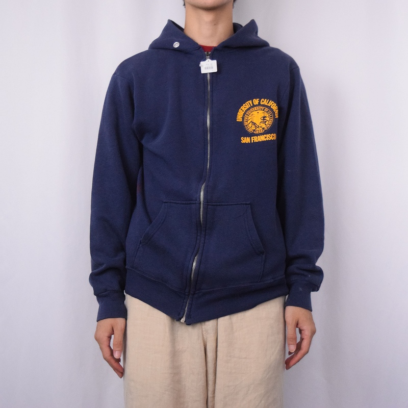 80年代 80s チャンピオン アメリカ製 カレッジ 紺 ネイビー フーディー