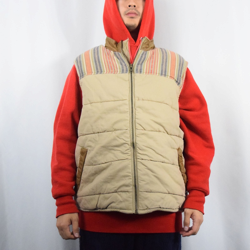 中綿ベスト 90s 90年代 ベージュ| ビンテージ古着屋Feeet 通販 名古屋