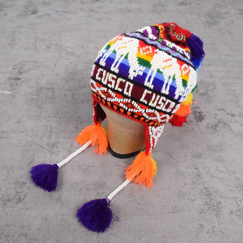 ニットキャップ 総柄 ポンポン 帽子| ビンテージ古着屋Feeet 通販