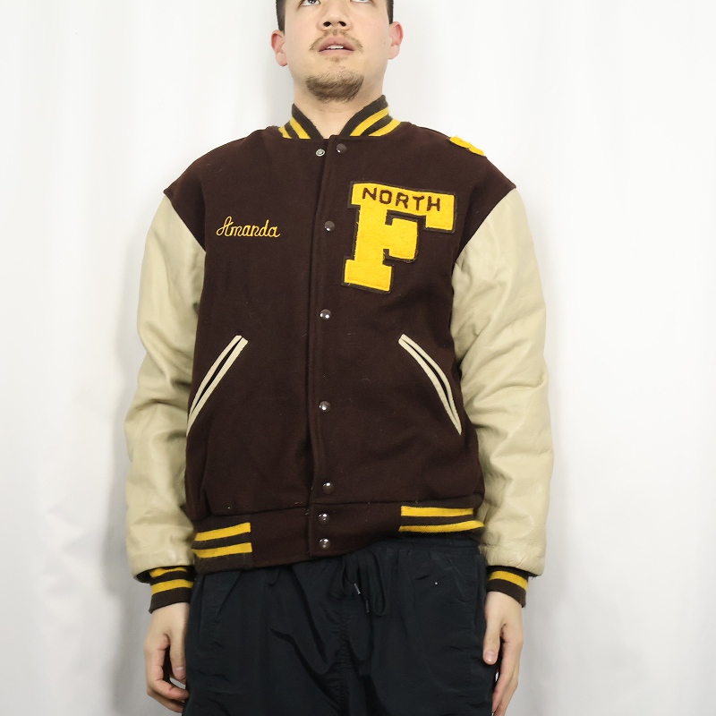 60年代 60s 茶色 ブラウン アイボリー アワードジャケット アメリカ製