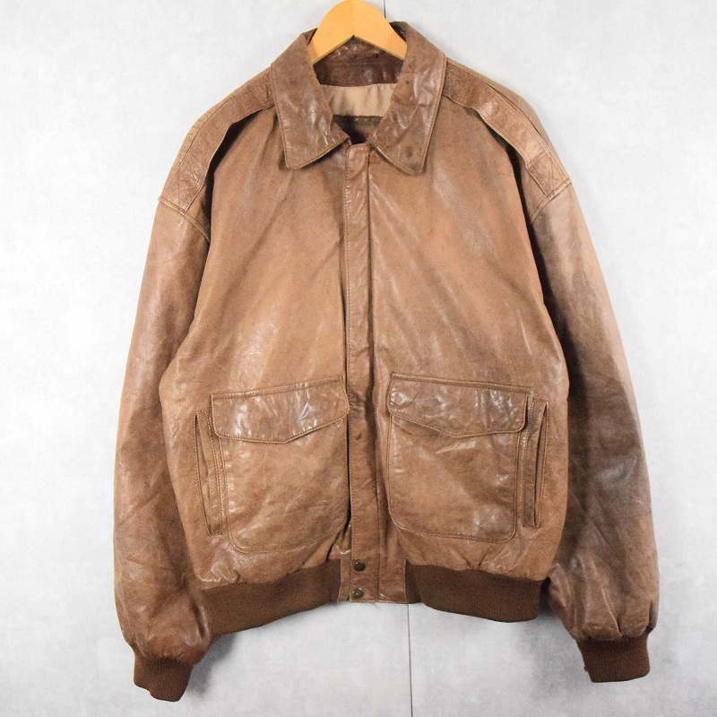80s 90s 80年代 90年代 レザージャケット 茶色 ブラウン フェード