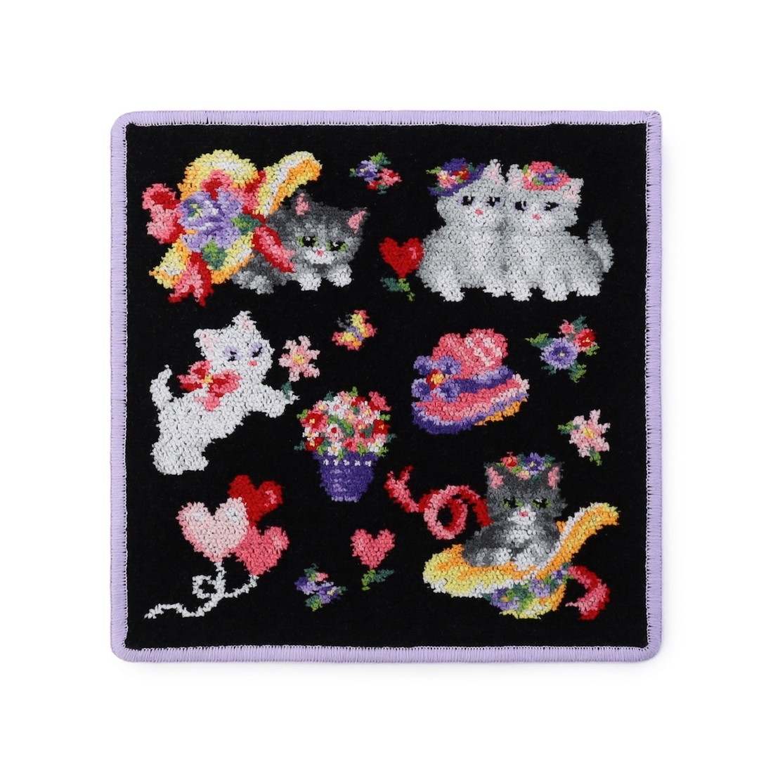 モンプティシャ ハンカチ（WEB限定）(ブラック×ペールパープル