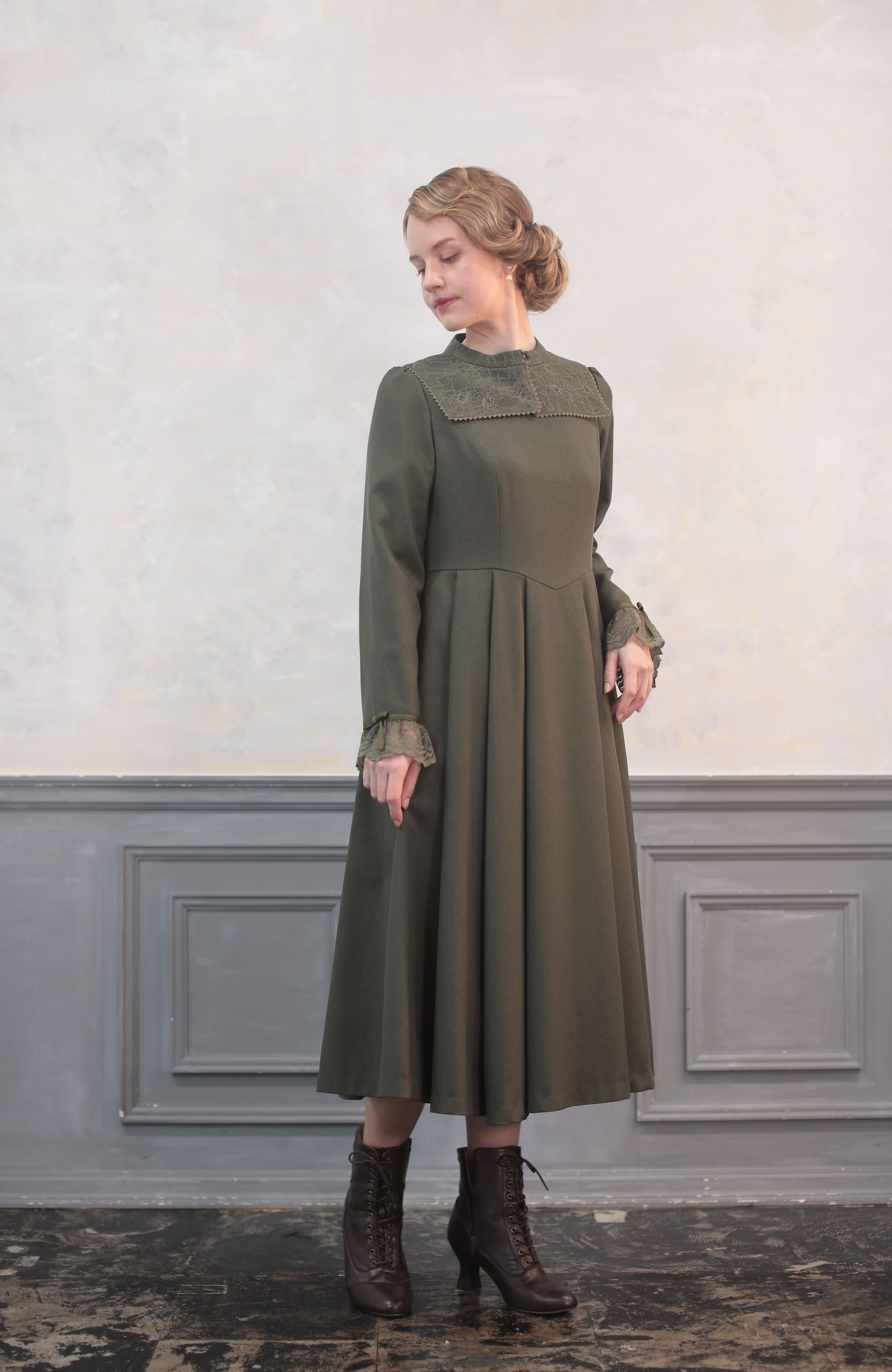 クララドレス/グリーン – Filvoir