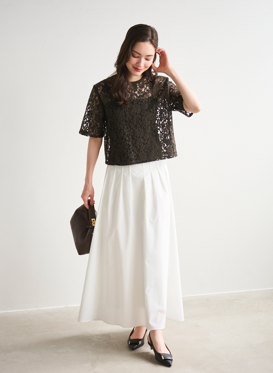 EC限定色/佐藤佳菜子さんコラボ】クロップドレースブラウス｜LOUNIE