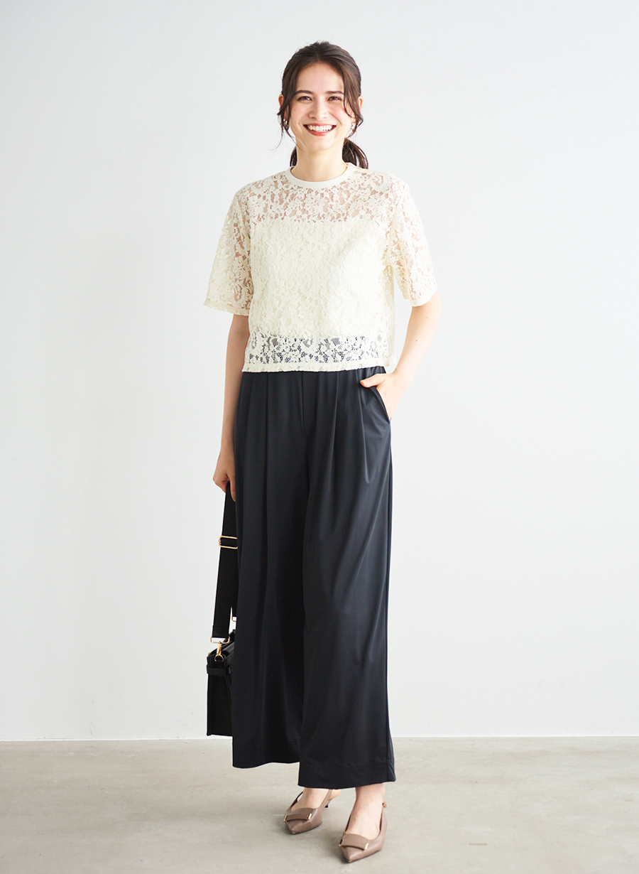 EC限定色/佐藤佳菜子さんコラボ】クロップドレースブラウス｜LOUNIE