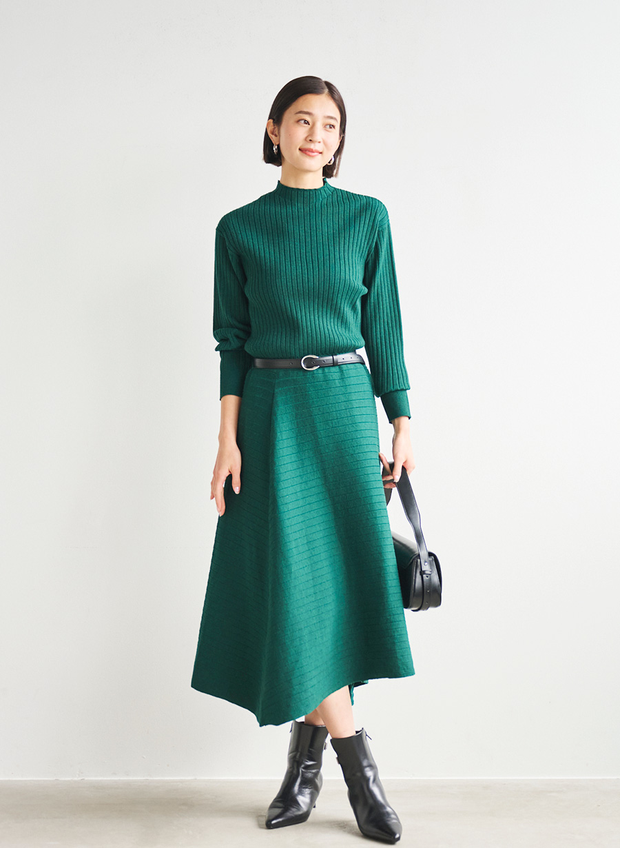 ウエストマークワイドリブニットワンピース｜LOUNIE（ルーニィ）公式