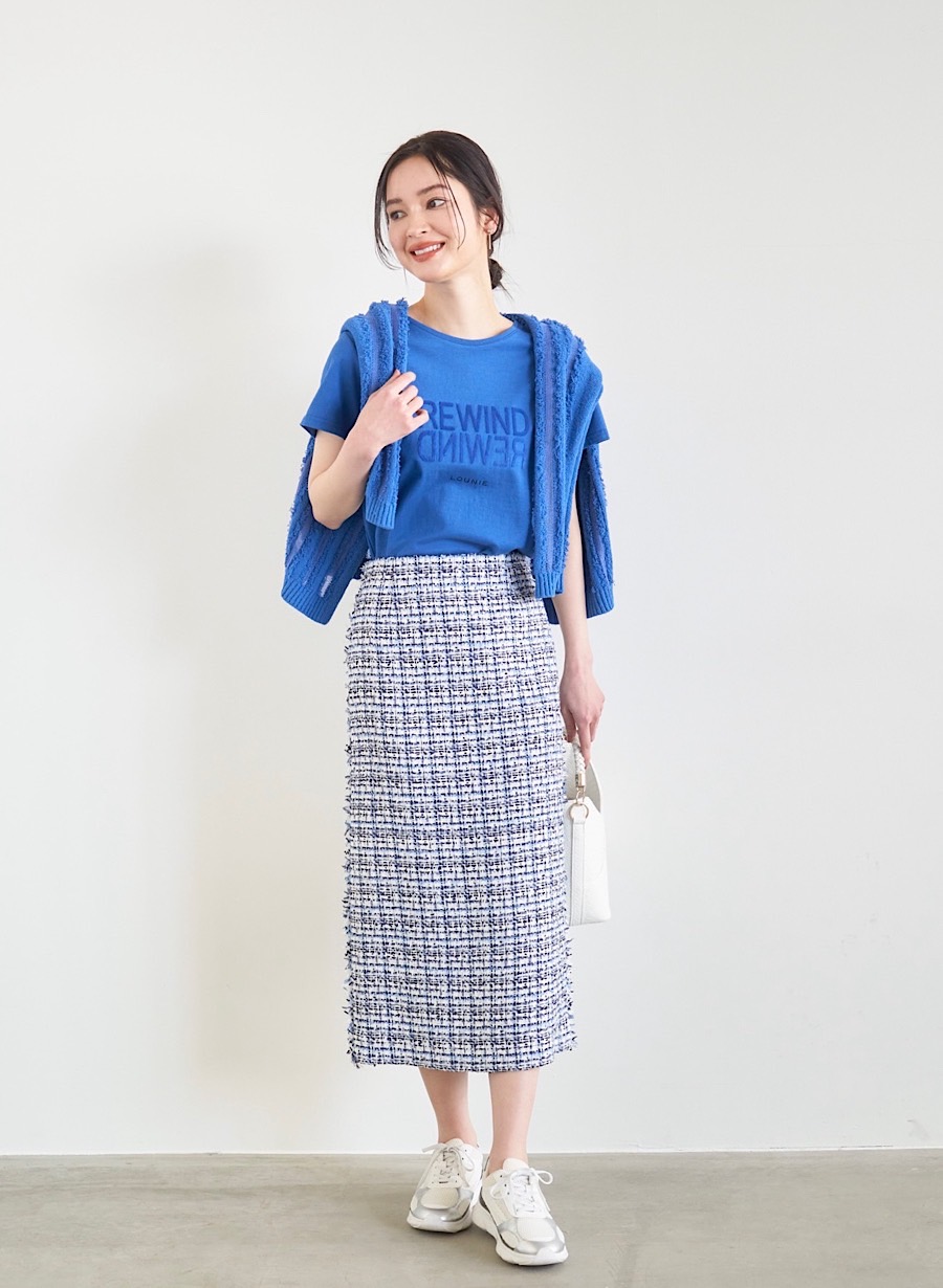 ファンシーツイードタイトスカート/セットアップ可｜LOUNIE（ルーニィ