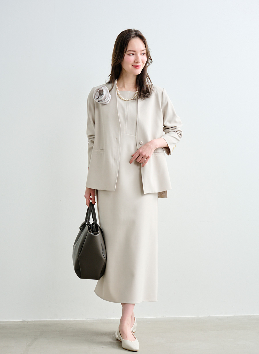 ツイルストレッチノーカラーベルトジャケット｜LOUNIE（ルーニィ）公式