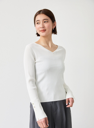 ワイドリブVネックニットプルオーバー｜LOUNIE（ルーニィ）公式サイト
