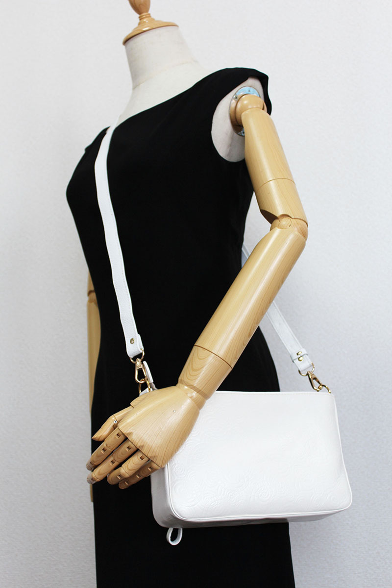 姫革細工】本革 白 ショルダーバッグ ＜UZU・ホワイト＞ - 伝統工芸