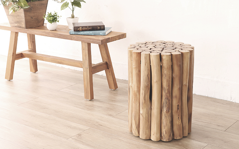 AZT003 チーク無垢材 スツール | 【SR-net】Sunflower Rattanの卸販売