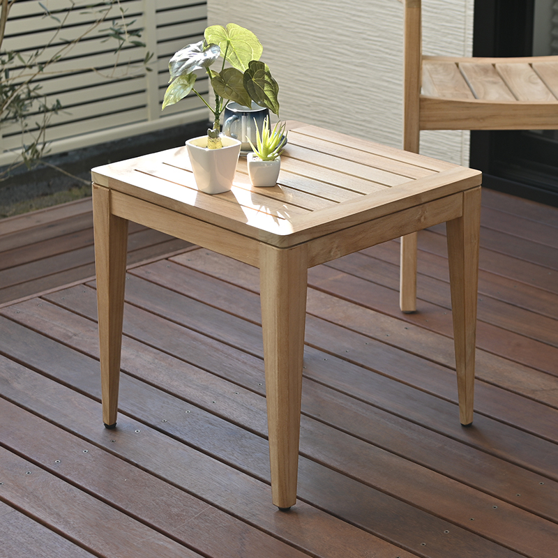 T015XX チーク無垢材 無塗装 PURO サイドテーブル 45cm幅 | 【SR-net