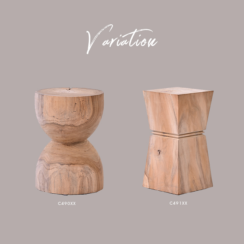 チーク材 無塗装 スクエアスツール 四角 C491XXを激安で販売する京都の