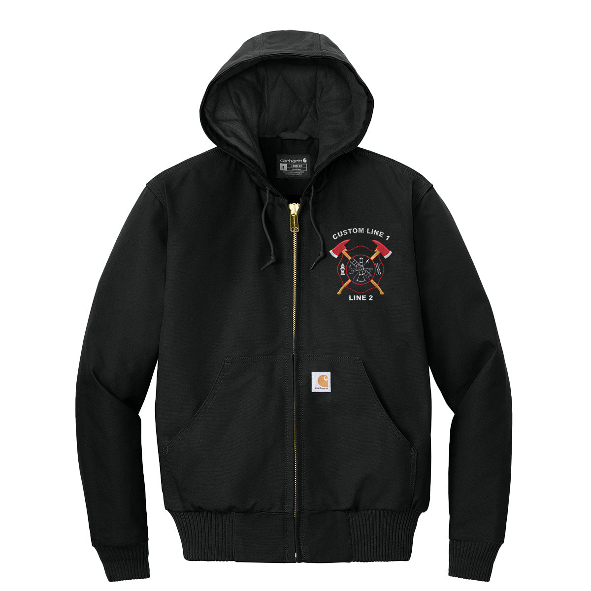 Customized Carhartt® Quilted-Flannel Jacket with Crossed Axes