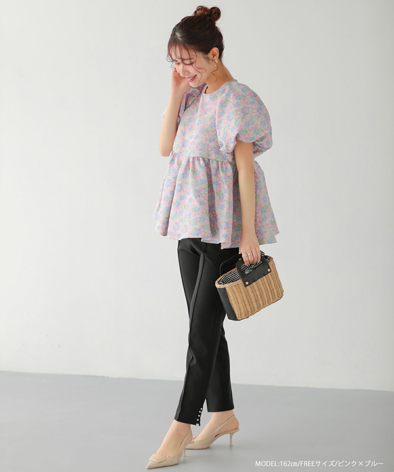 ミックスカラー花柄ジャガードトップス【宅配便】 | Fit more