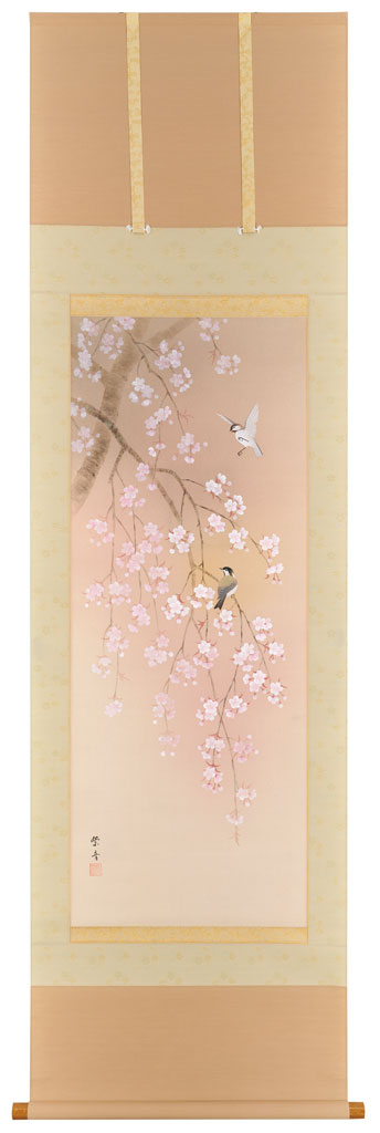 肉筆日本画】加藤紫音『桜』尺五立