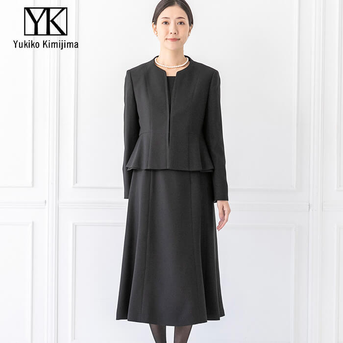 WEB限定|フリルカラーのアンサンブル 15号・ブラック｜東京ソワール