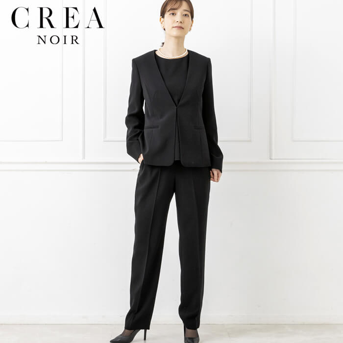 洗える｜ブラウス付きパンツスーツ 13号・ブラック｜東京ソワール